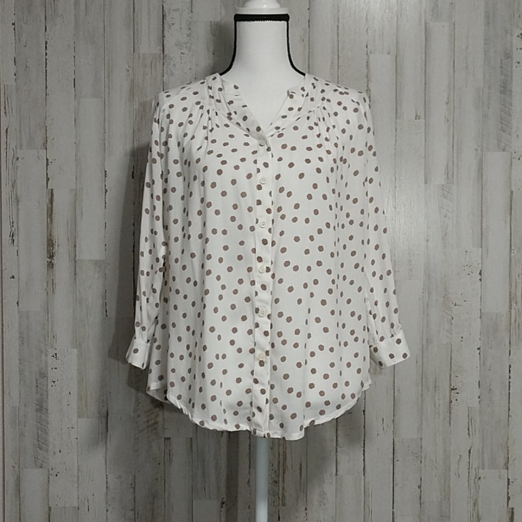 Anthropologie (Maeve) Cream Polka Dot Blouse